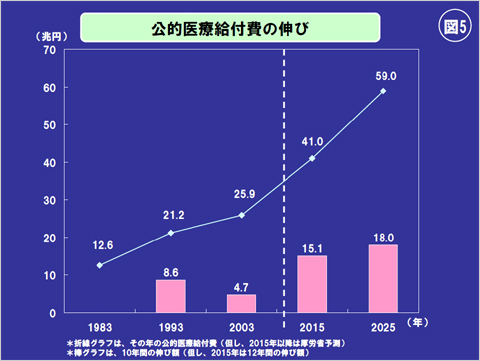 図(5) 公的医療給付費の伸び